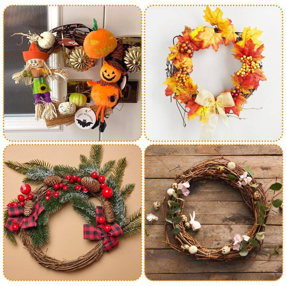 0.39 In. 4 Piece Artificial Brown Vine Garland Natural Grapevine Wreath Rustic P