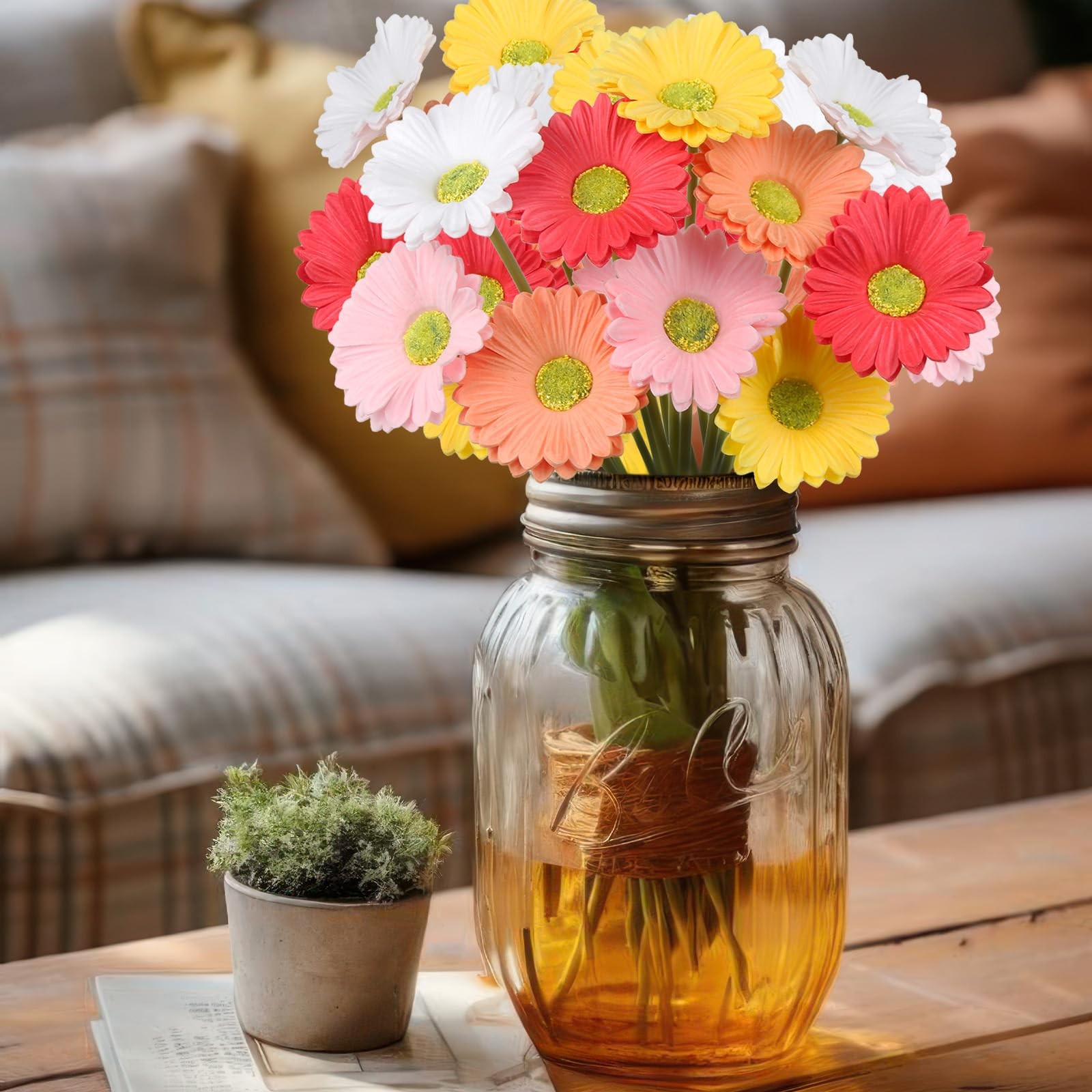 10PCS Artificial Gerbera Daisies Real Touch Fake Flowers Multicolor Wedding DIY
