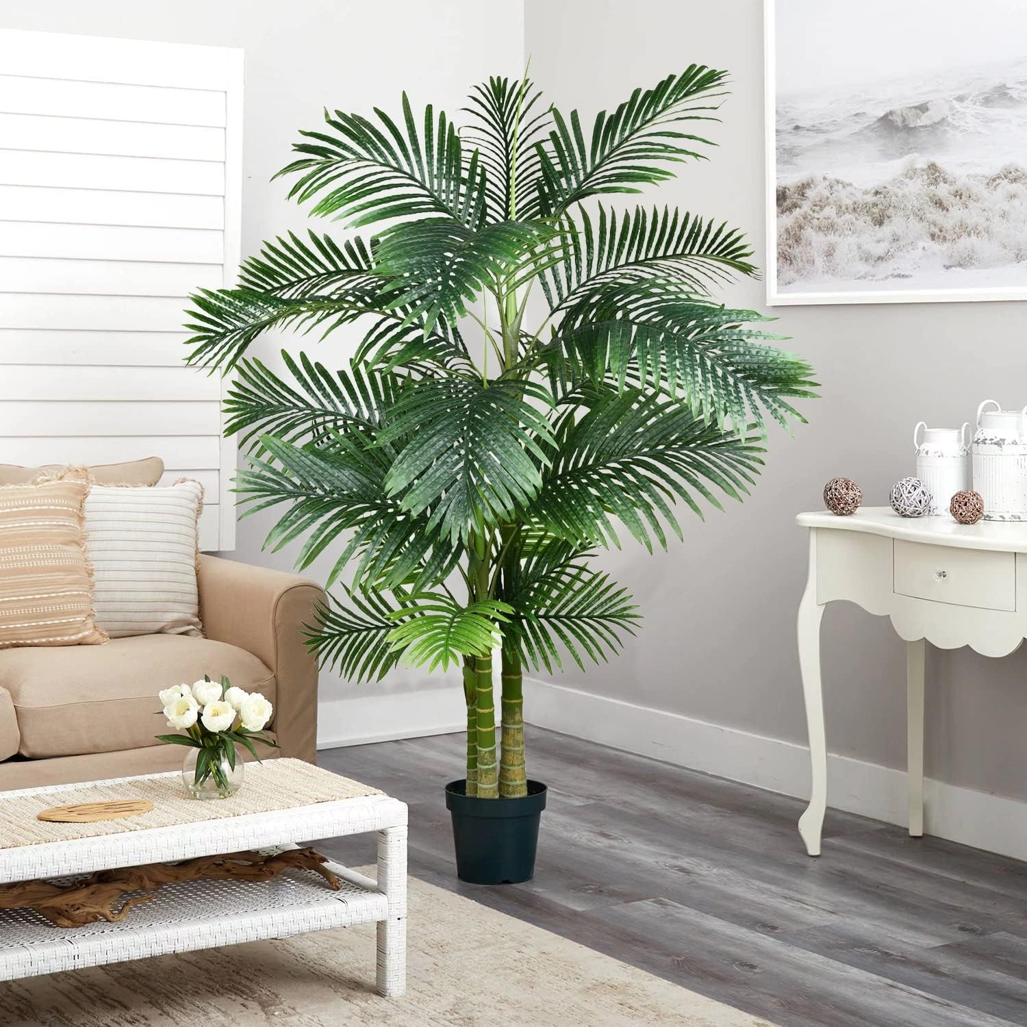 2 Pack Artificial Areca Palm Tree Plant, 6 Feet Fake Palm Tree for Indoor Out…