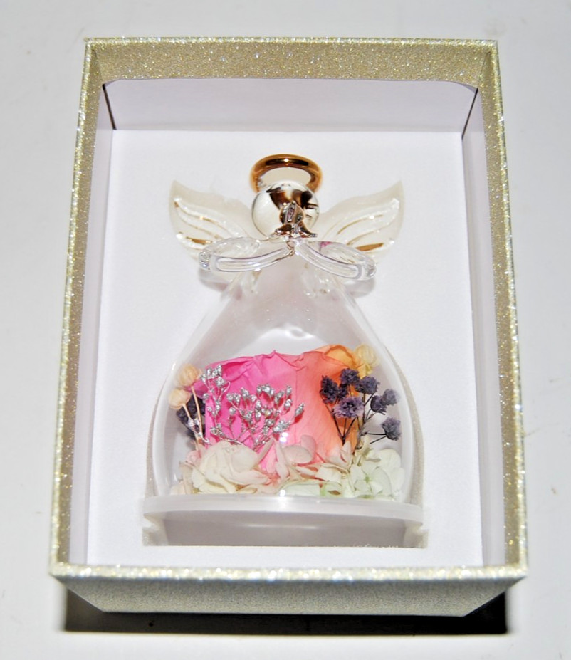 New Glass Angel Rose Gifts Preserved Rainbow Rose Flower in Glass Love Forever