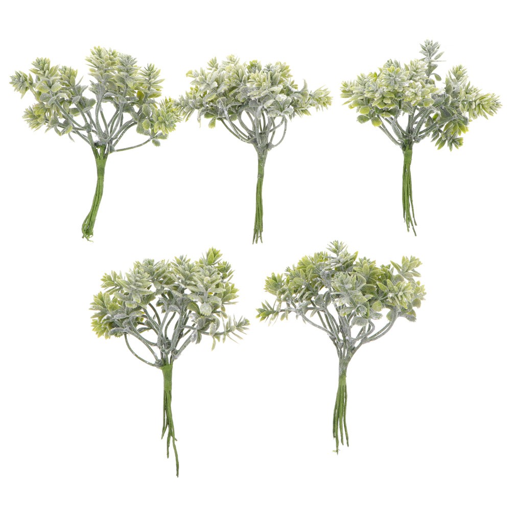 5Pcs Plastic Green Plants with Soft Simulation Leaves for Natural Home Look