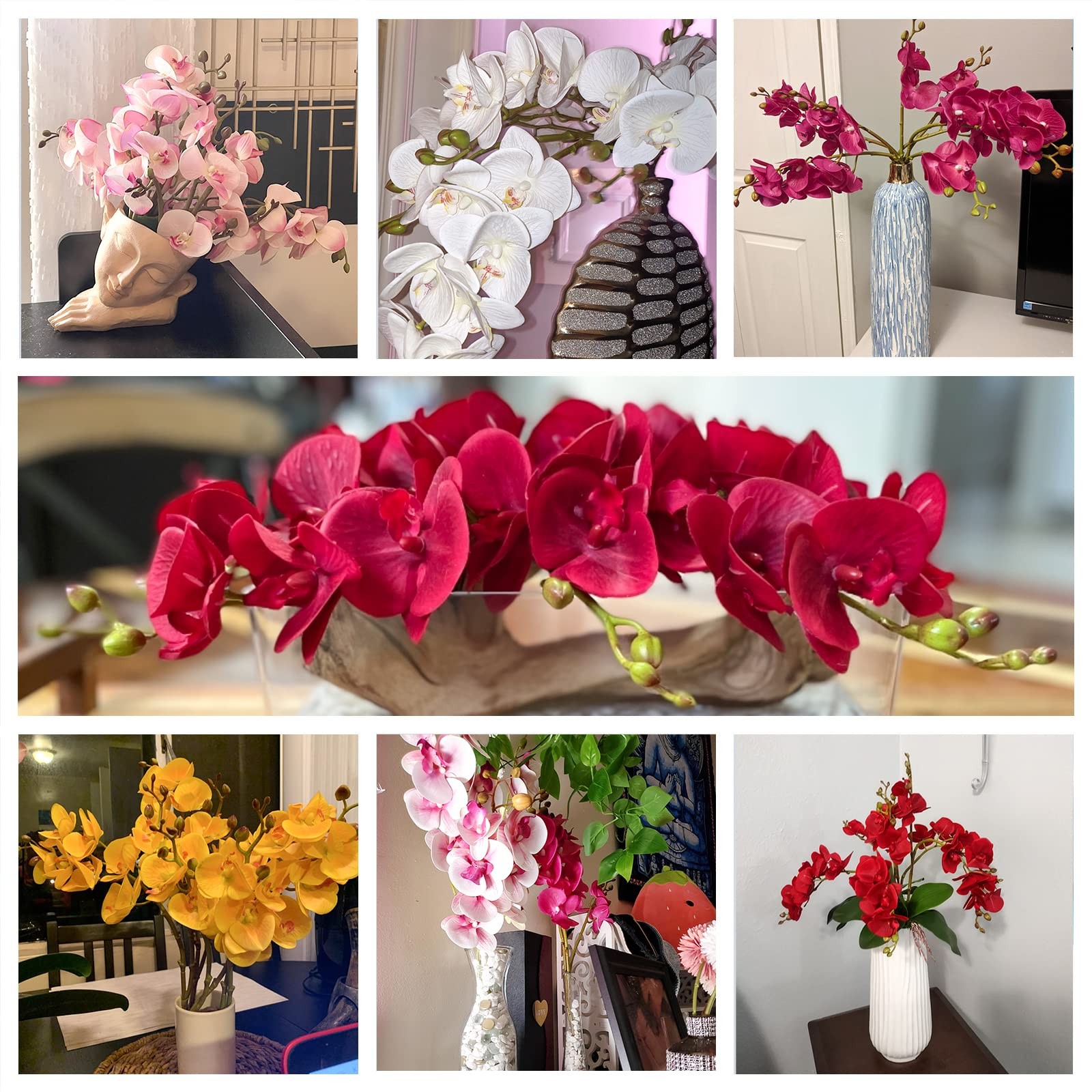 Artificial Orchid Faux Flowers Butterfly Orchid 4 Pcs Real Touch Double Branc…