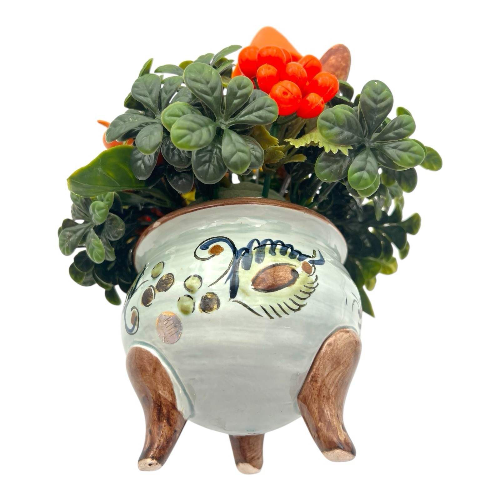 VTG 1970s Kim Originals USA Plastic FLORAL ARRANGEMENT Florentine Bowl MUSHROOMS