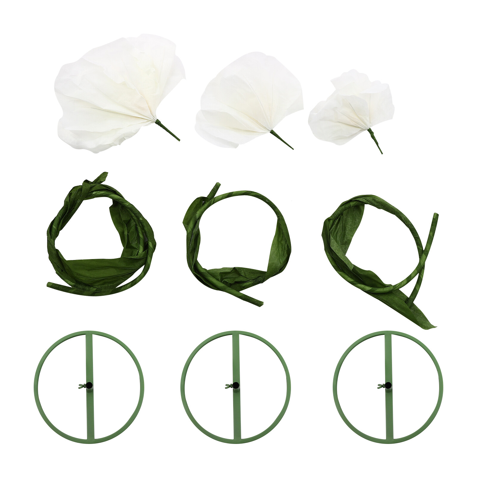 Set of 3 Artificial Flower Free Standing White Corn Poppy Decor Home Wedding