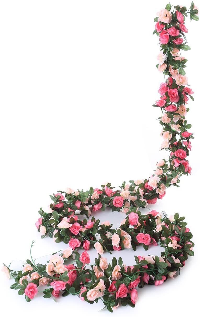 2 Pack Artificial Rose Vine Cherry Blossom Garland Flower Hanging Wedding Party