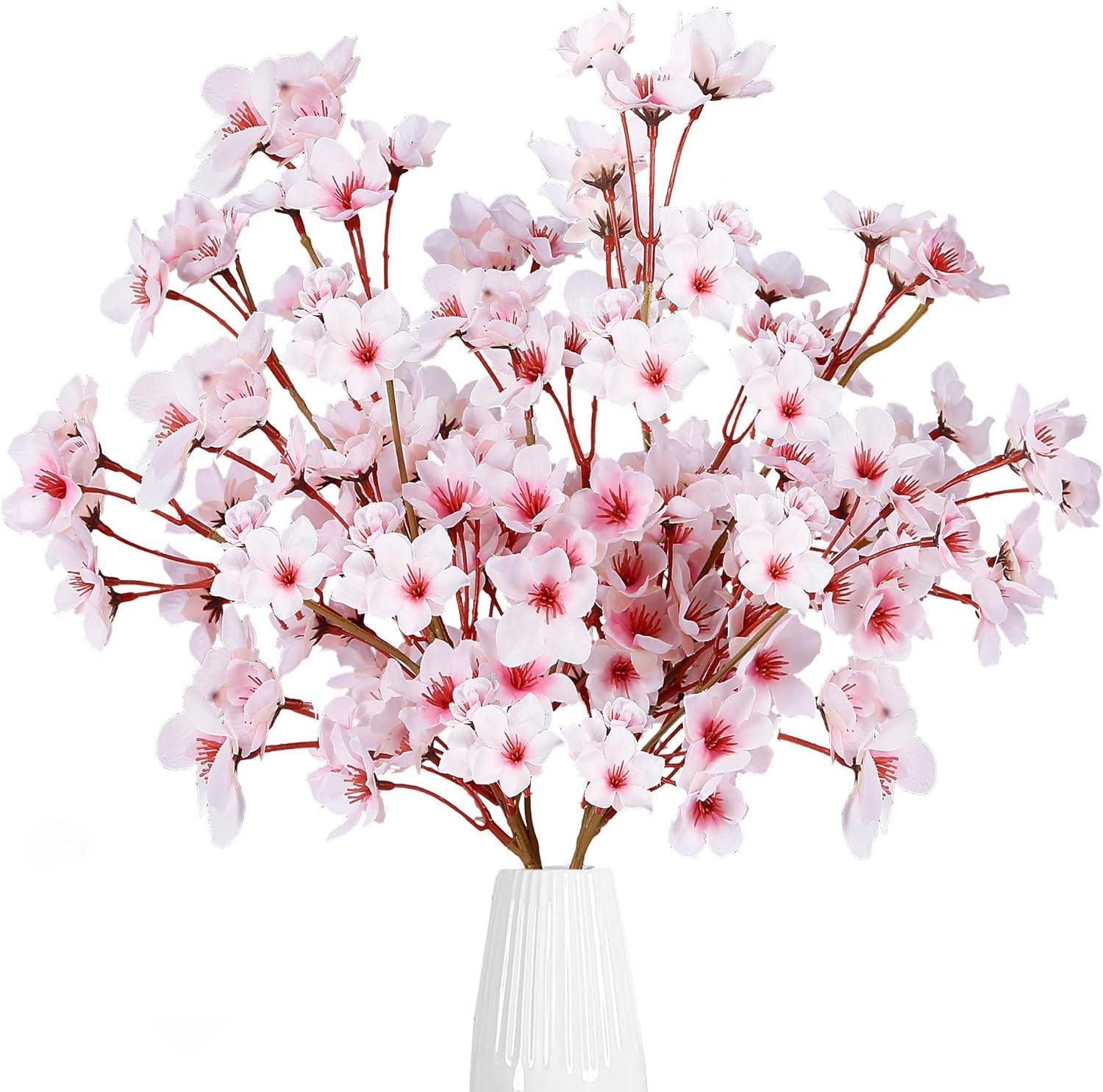 Sggvecsy Artificial Cherry Blossom Flowers 4 Pcs Faux Cherry Blossom Stems Faux