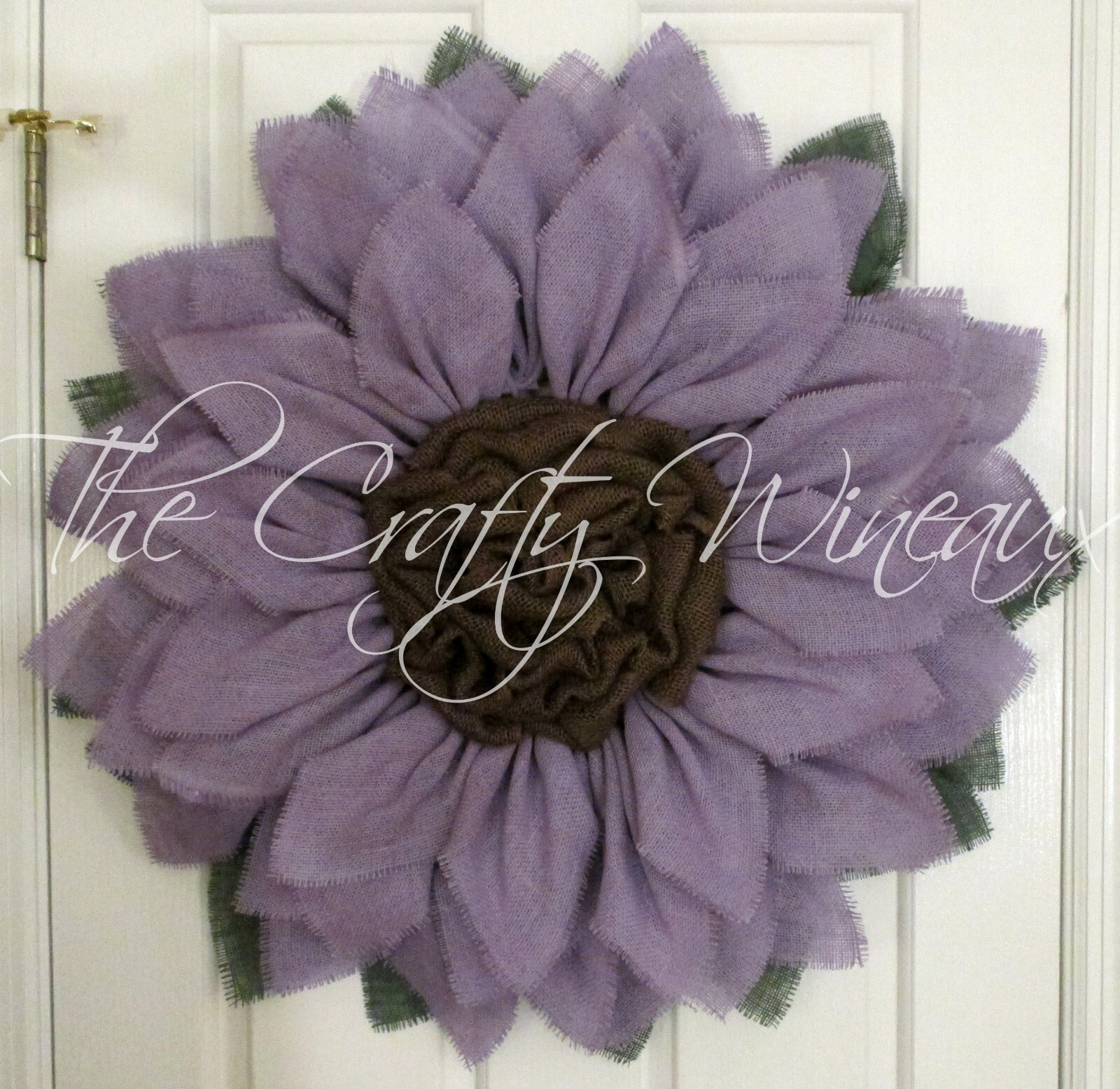 The Crafty Wineaux – Extra Large 30″ Rich Light Violet Burlap Sunflower Wreath