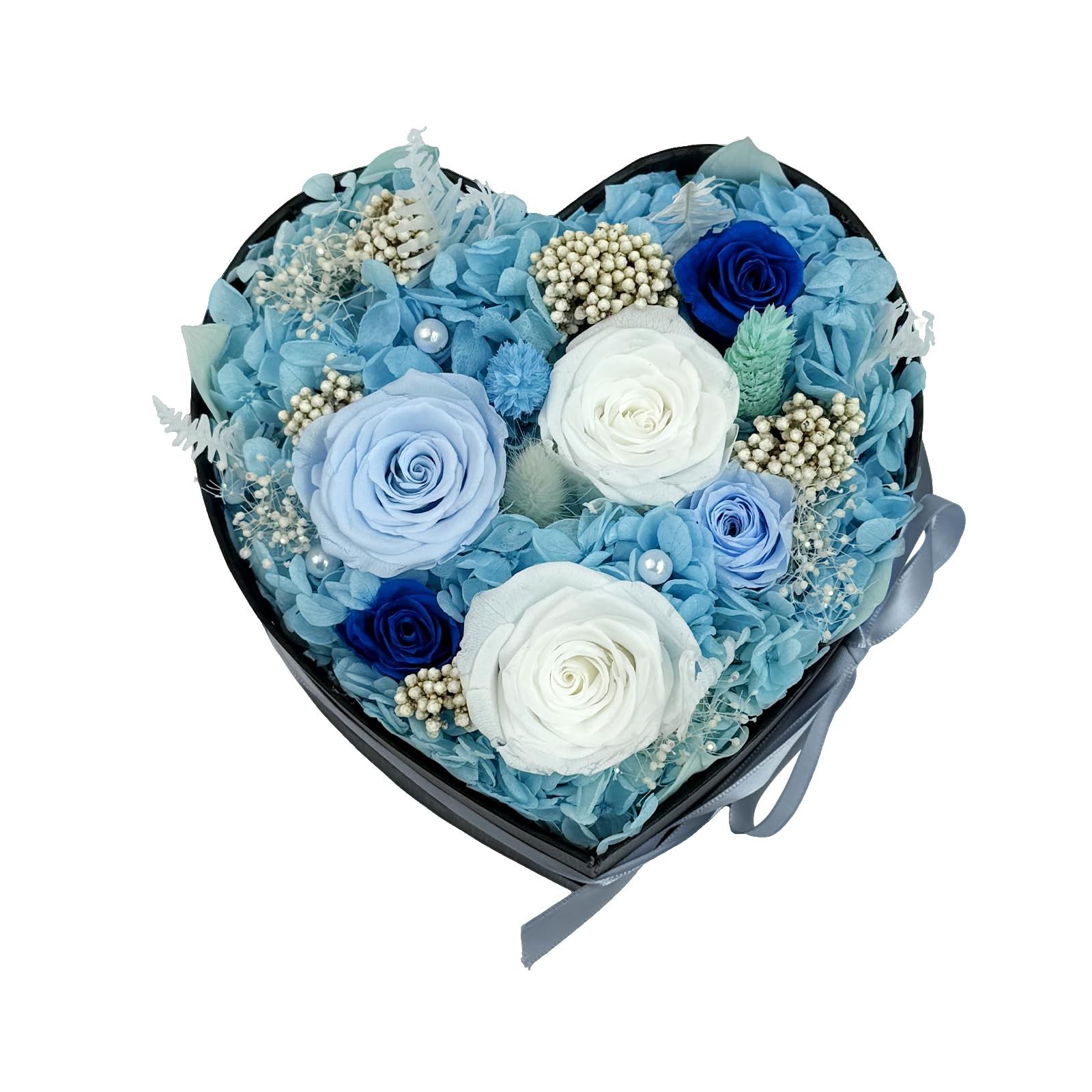 Preserved Roses Heart Shape Box Forever Flowers MulticolorBlue Valentines