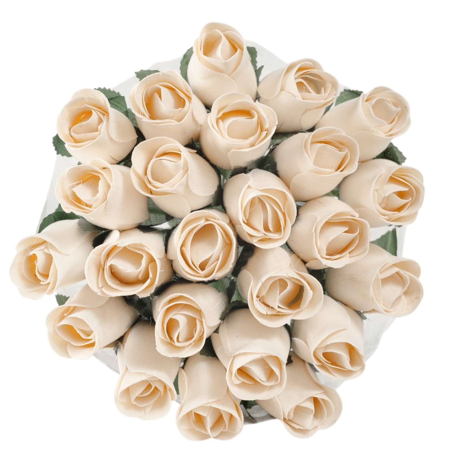Bouquet of Two Dozen (24) Beautiful Realistic Ivory White Wooden Roses Forever