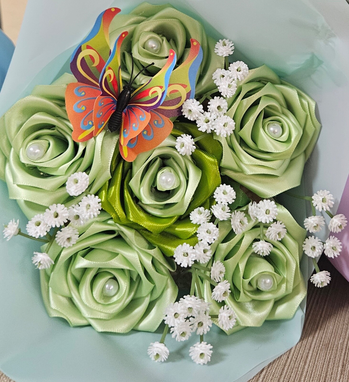 Ramo De Flores Eternas De Satin Hechas A Mano Para Regalar