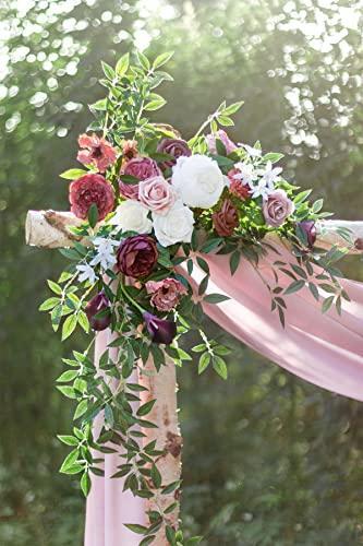 Ling’s Moment Artificial Rosa Banksiae Vine,7pcs Hanging Bushes Faux Rose Leaves