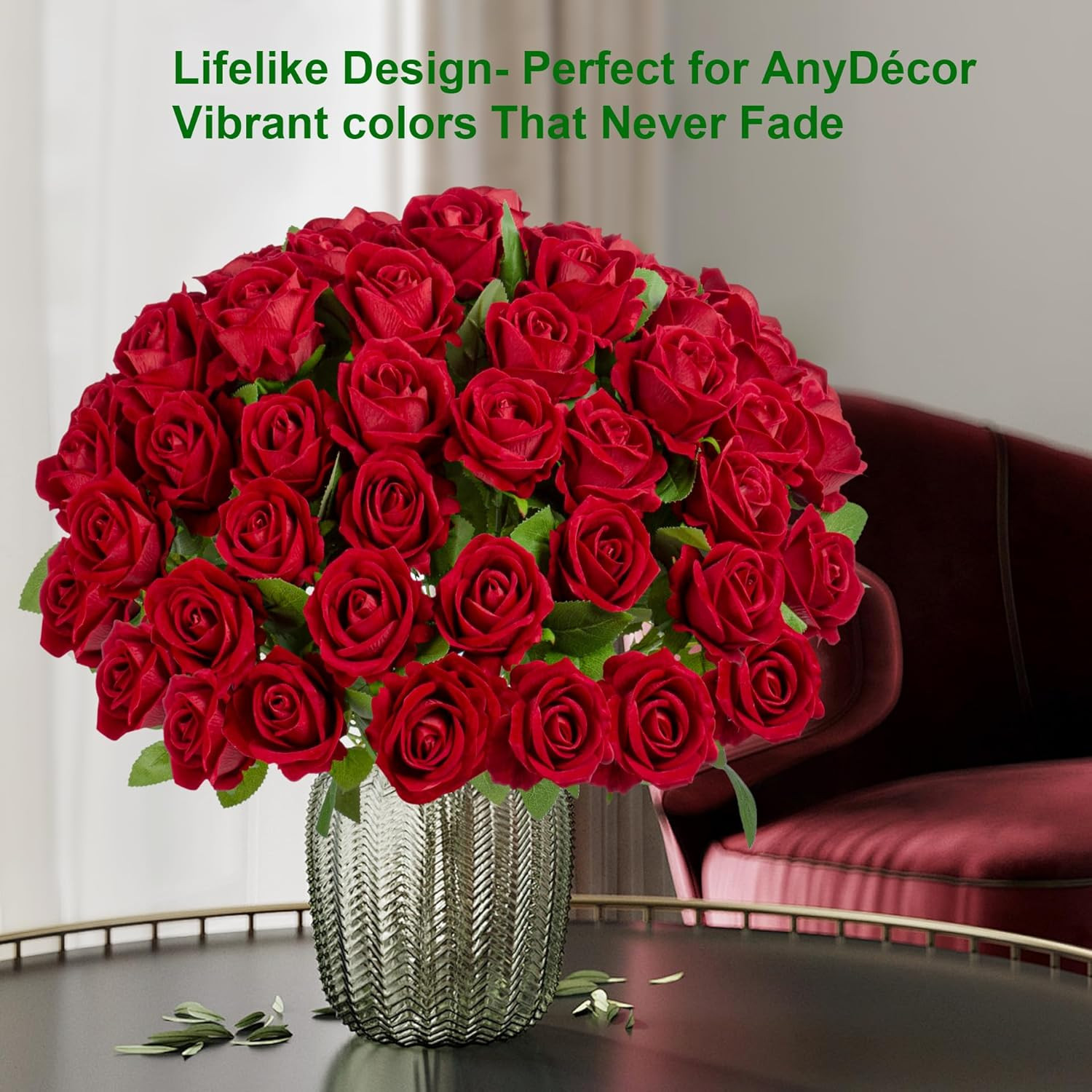 Red Artificial Roses – 100PCS Fake Flowers for Home Decor & Gifts