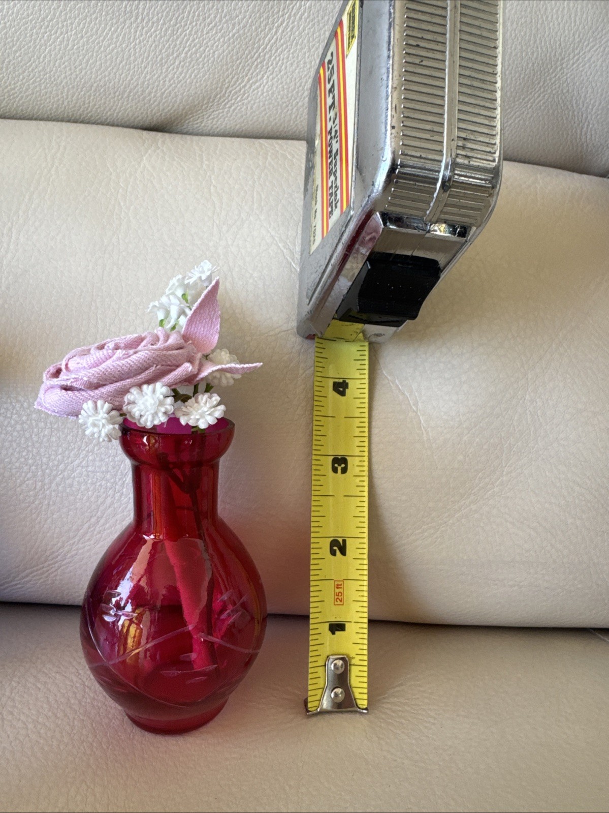 Five Small Upcycled 3 1/2” Vases With Coordinating Colors Handmade Denim Roses