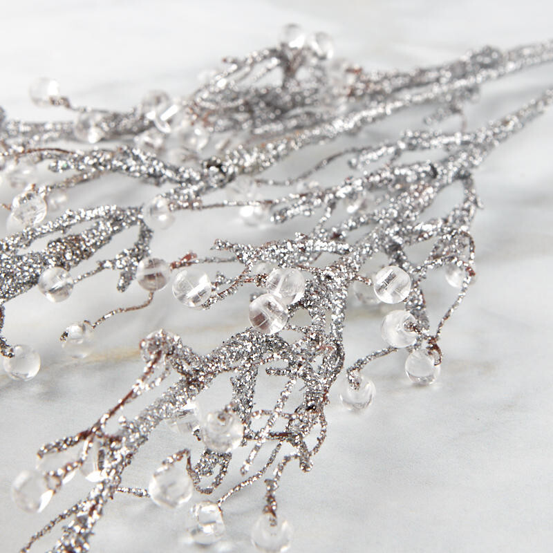 Factory Direct Craft Glittery Twig Spray with Clear Gems