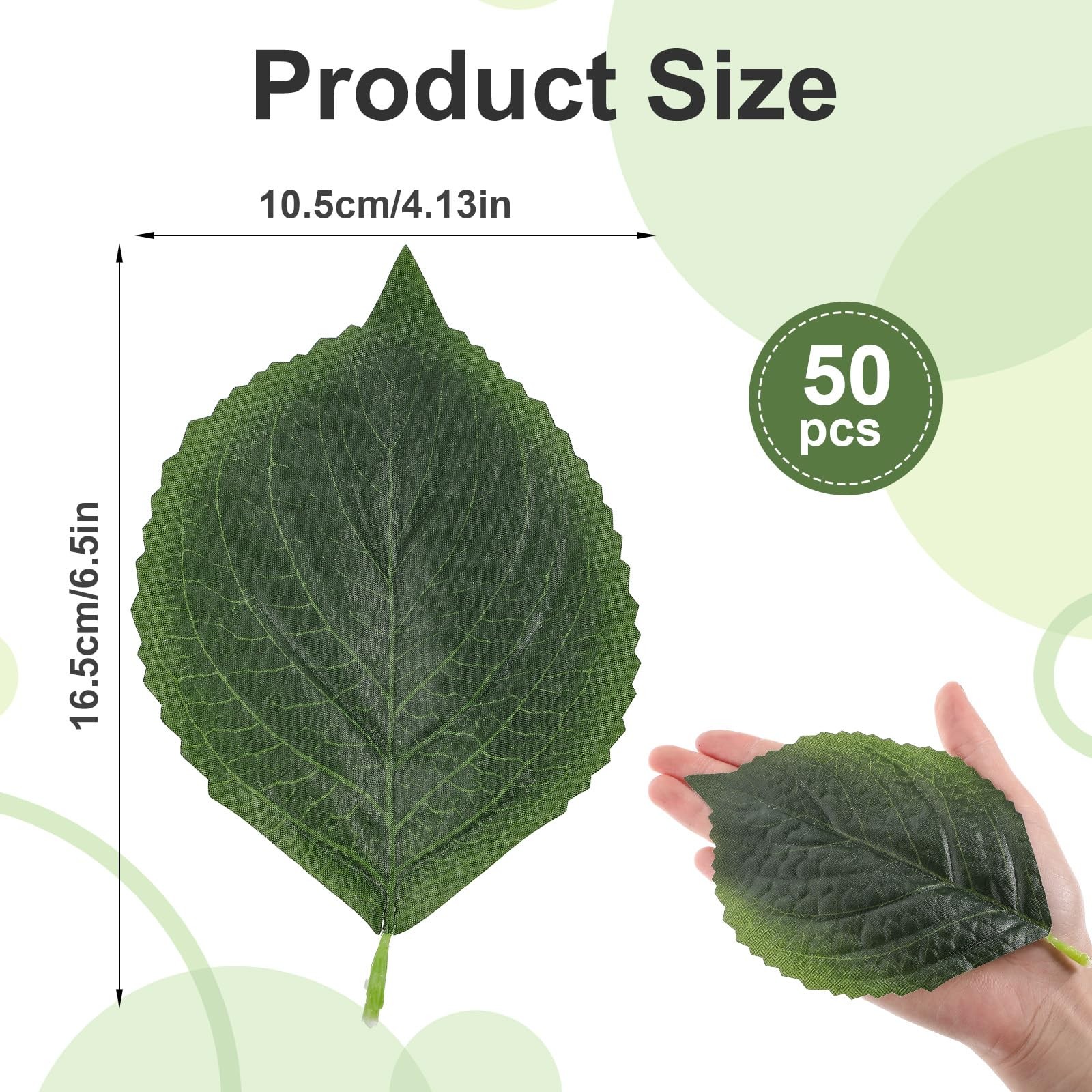 50 Pcs Artificial Leaves Green Fake Leaves 6.5×4.13 Inch Realistic Silk Green…