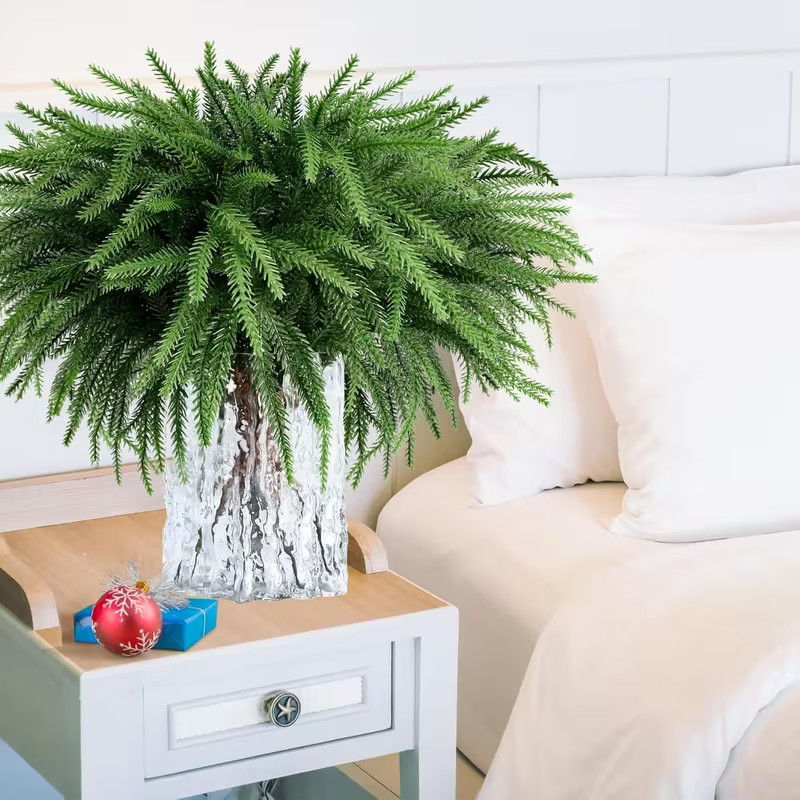 12 Pcs Artificial Norfolk Pine Branches, Norfolk Pine Artificial Pine Stems DIY
