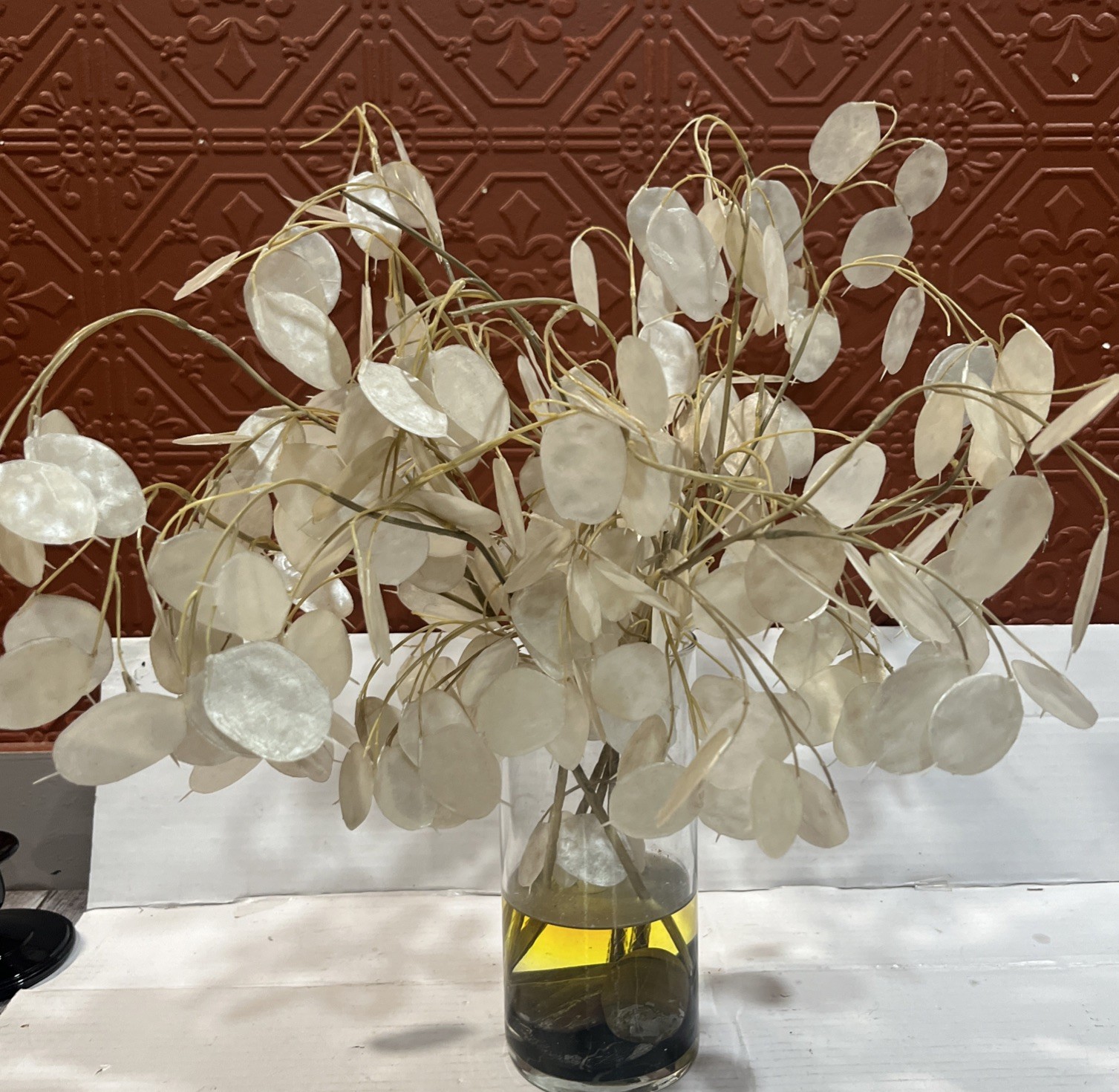 Lunaria Plant Artificial Stems Plant Money Tree In Acrylic Vase Home Decor