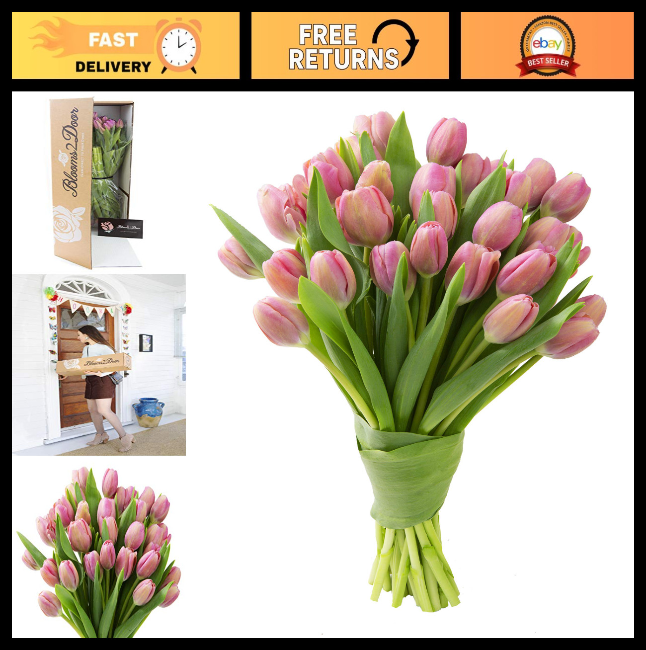 30 Farm-Fresh Pink Tulips – Fresh Flowers for Birthday, Valentine’s & Mother’s D