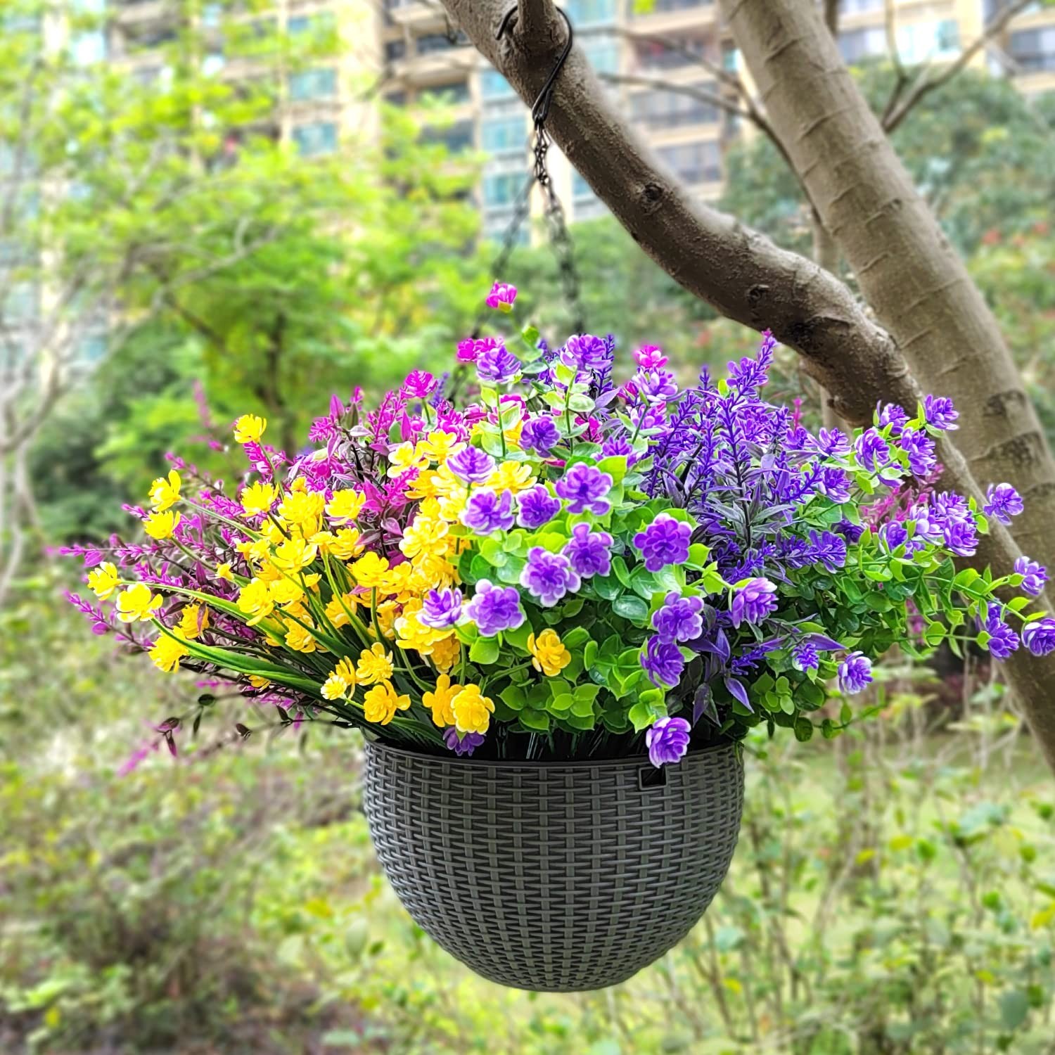 20 Bundles UV Resistant Artificial Flowers – No Fade Faux Plants for Garden, Pat