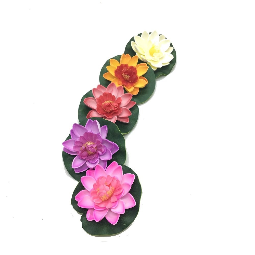 5Pcs Floating Artificial Lotus Flowers Decor Floating Pond Decor Water Lily Set