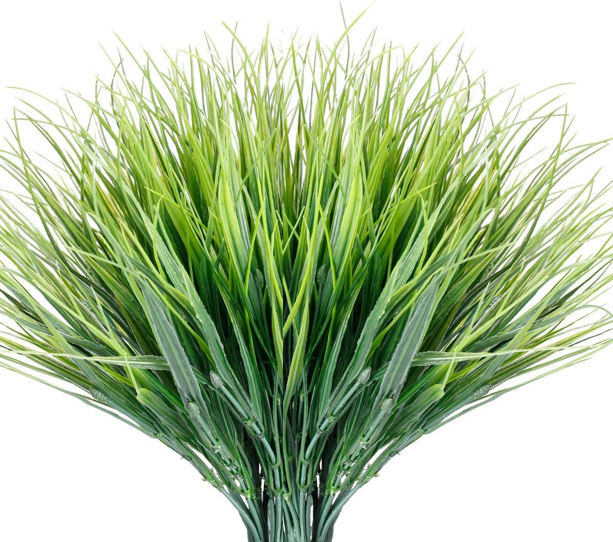 12 Bundles Artificial Grasses Outdoor UV Resistant Fake Grass No Fade Faux Plast
