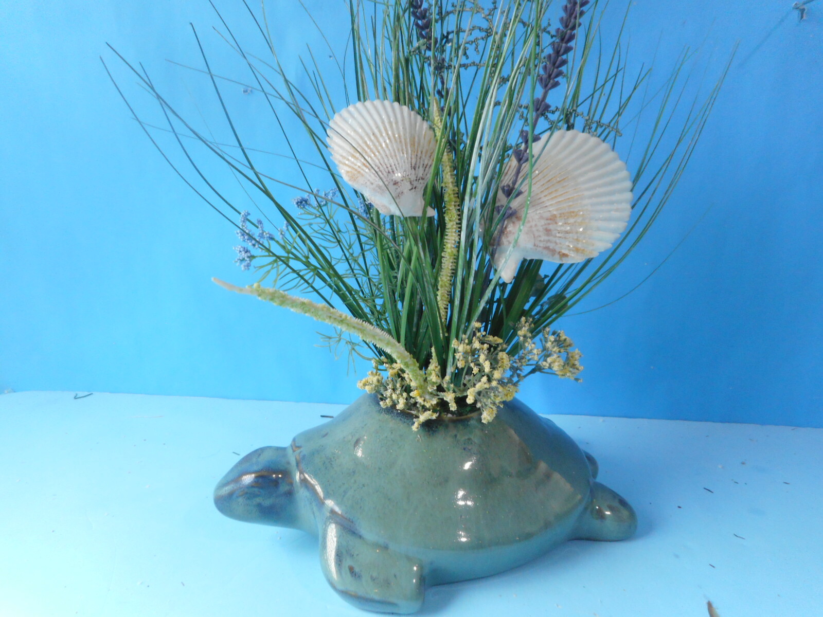 Turtle Floral Sea Shell Arrangement-Artist Created