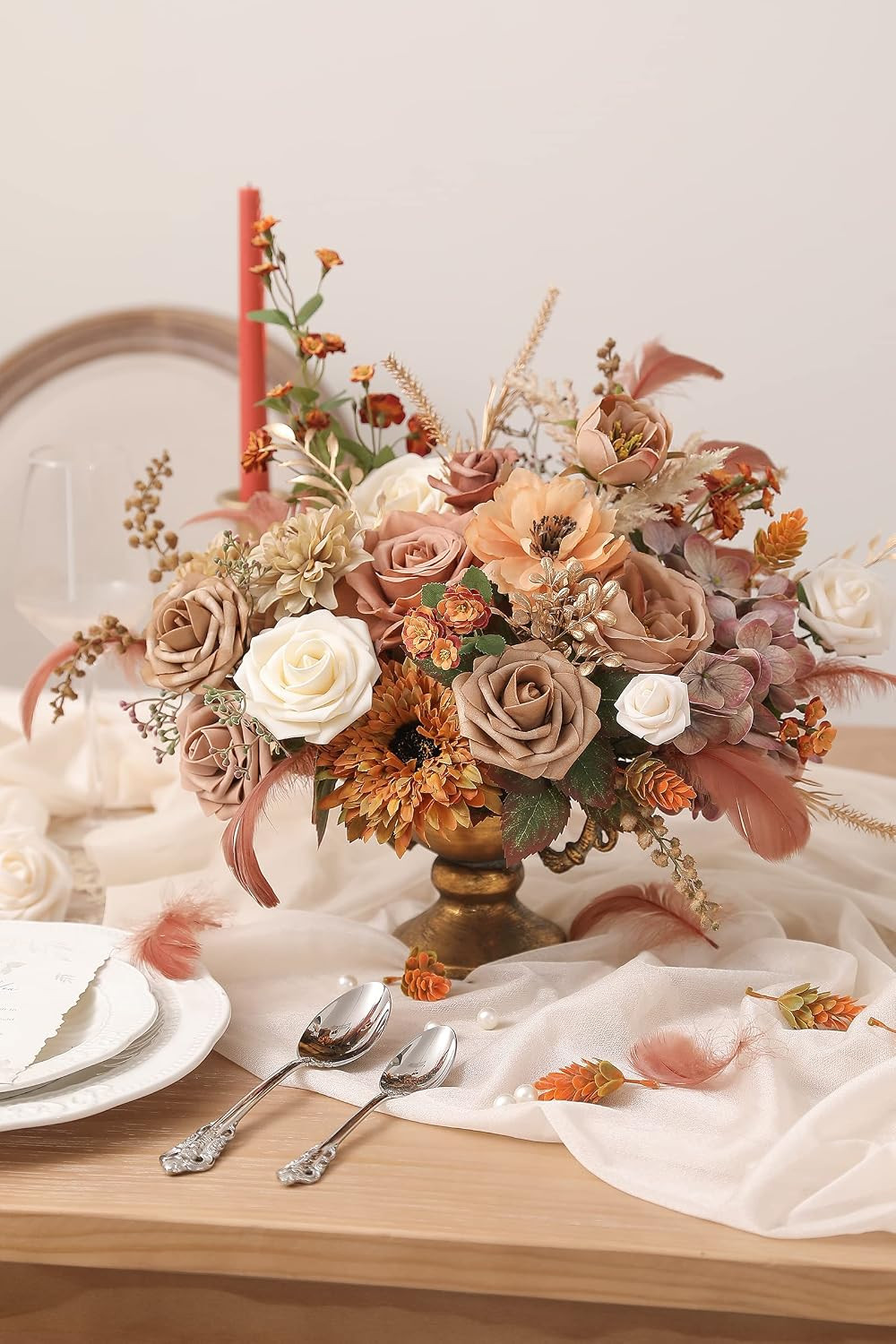 Artificial Flowers Combo Box Set Gradient Color Flower Leaf with Stems