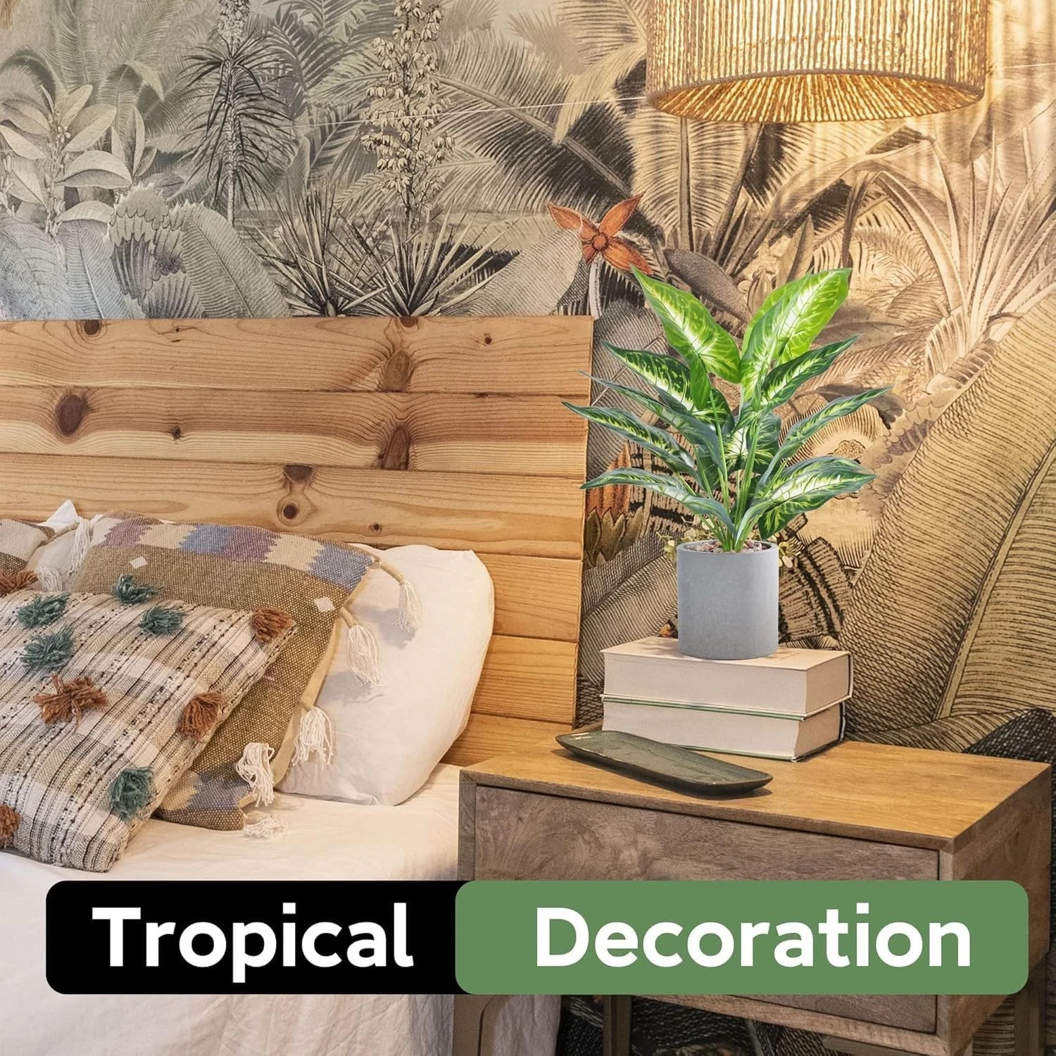 16″ Small Fake Plants Artificial Tropical Faux Plants Indoor for Office Desk She