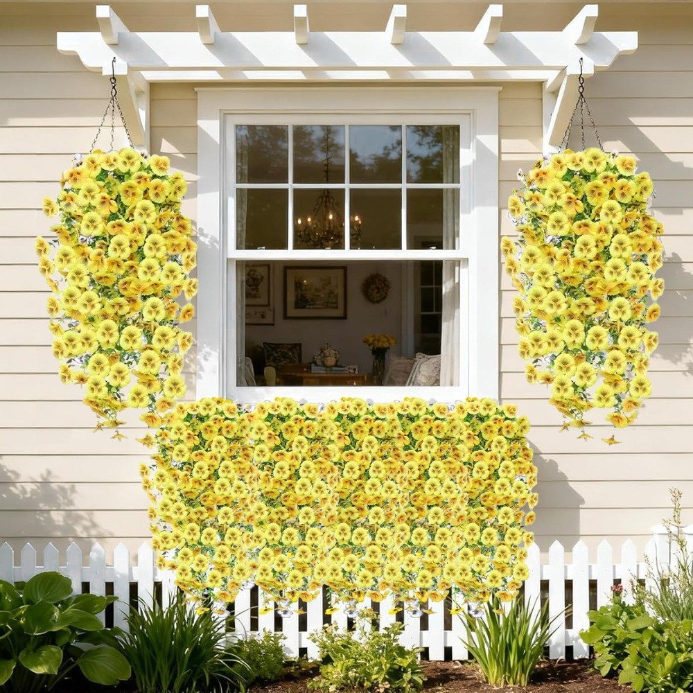 4x Artificial Hanging Orchid Flowers Fake Silk Plants Outdoor Garden Home Decor