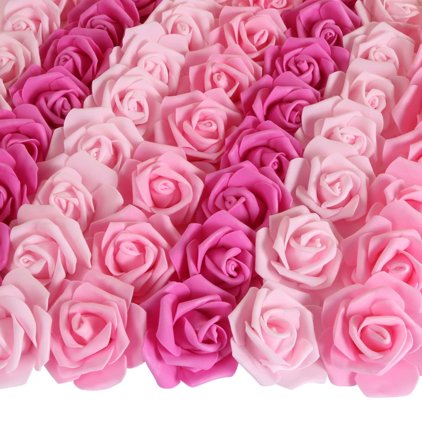 INSUNSIX 100pcs Pink Foam Roses Heads,3inch Blush Faux Flowers Shades of
