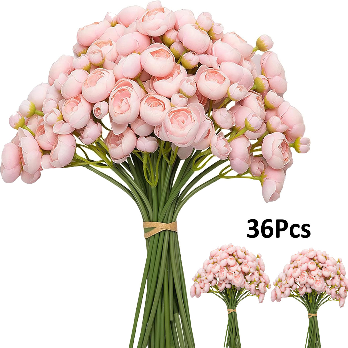 36Pcs Artificial Ranunculus Bunch Flowers Bouquet Wedding Home Floral Vase Decor
