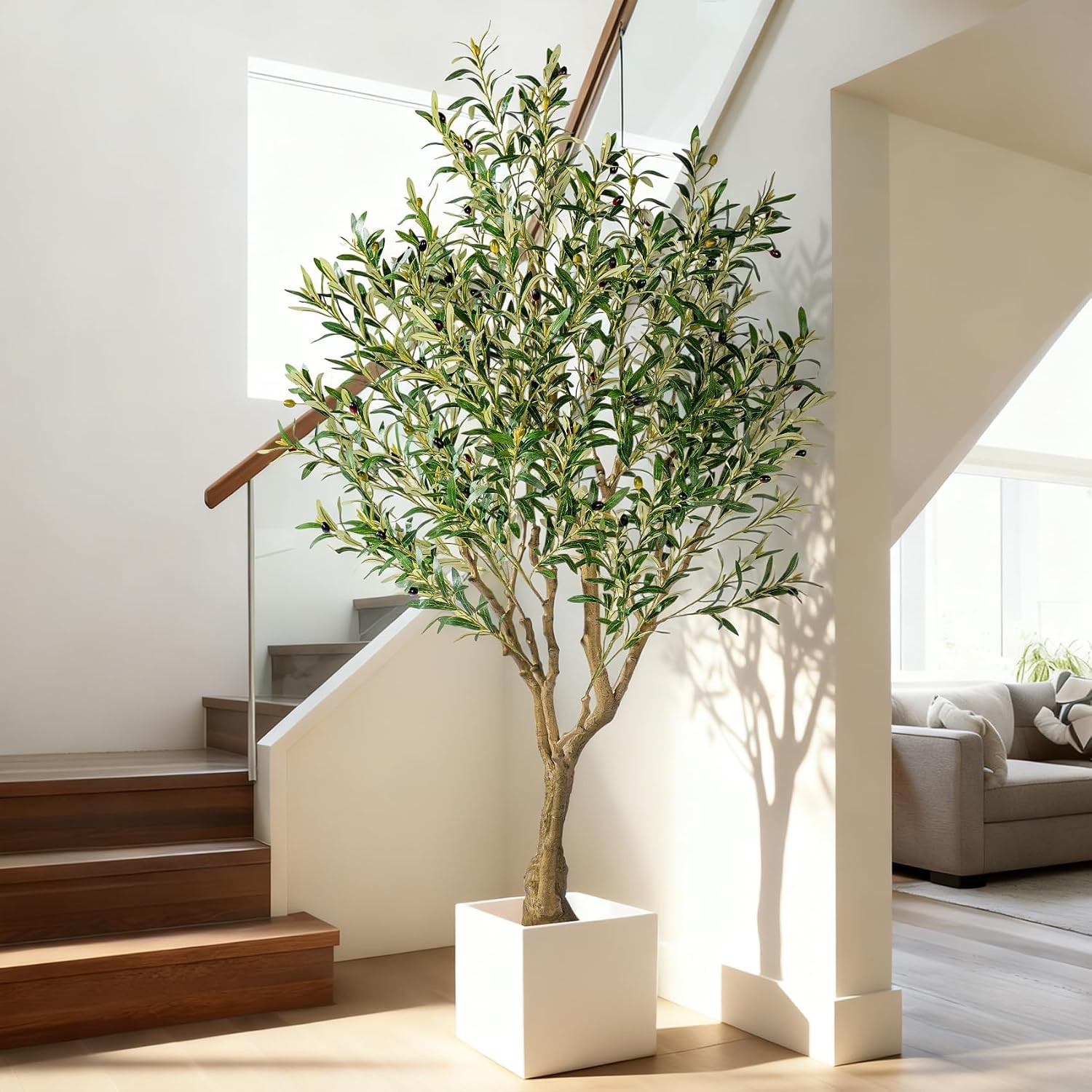 6ft Faux Olive Tree with Pot & Moss Artificial Olive Plant Fake Olive Tree