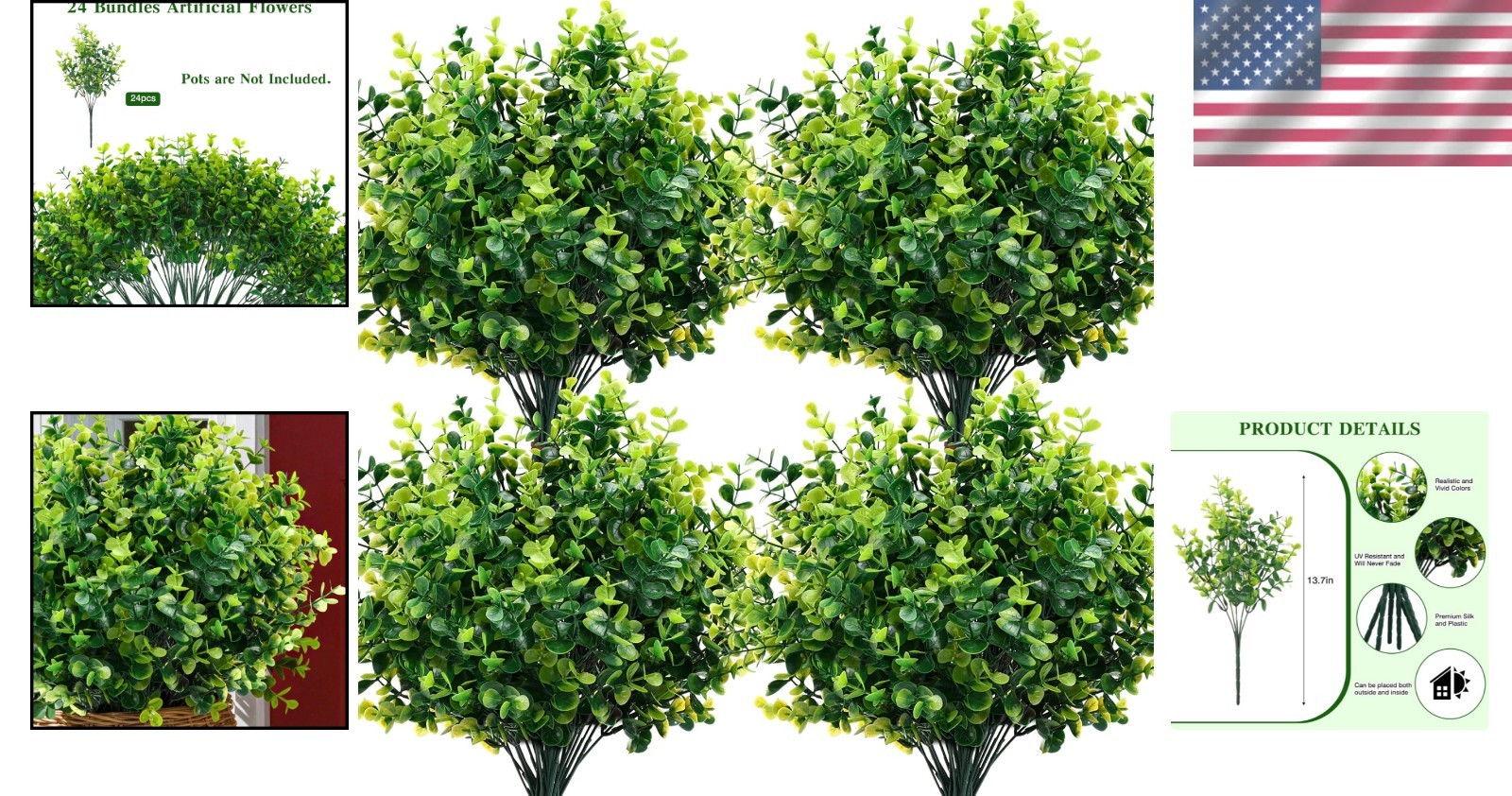 Lifelike Artificial Boxwood Stems – 24 Piece Set for Versatile Decoration