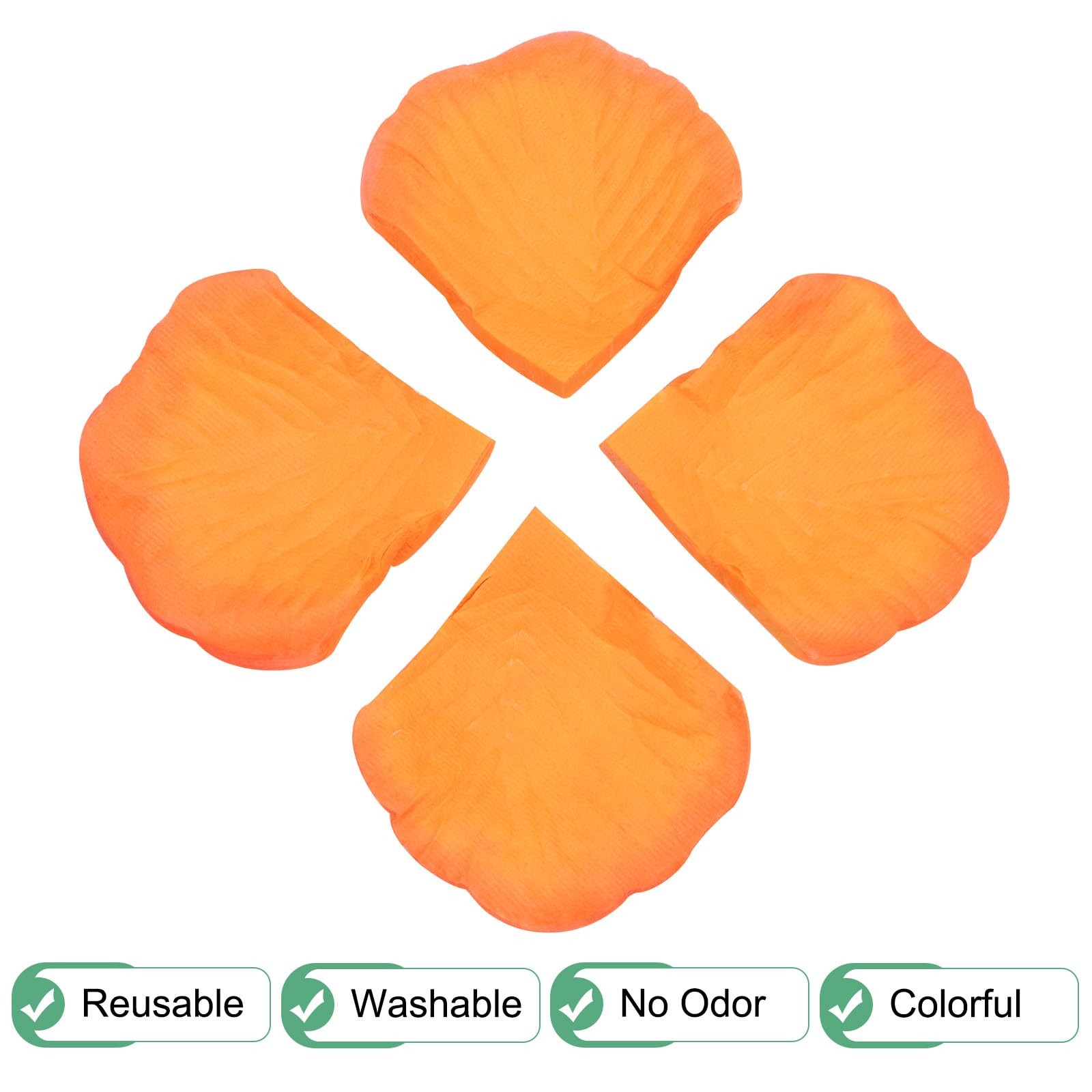 3000 PCS 1.97×1.97 Inch Orange Silk Artificial Rose Petals Wedding Faux Decor