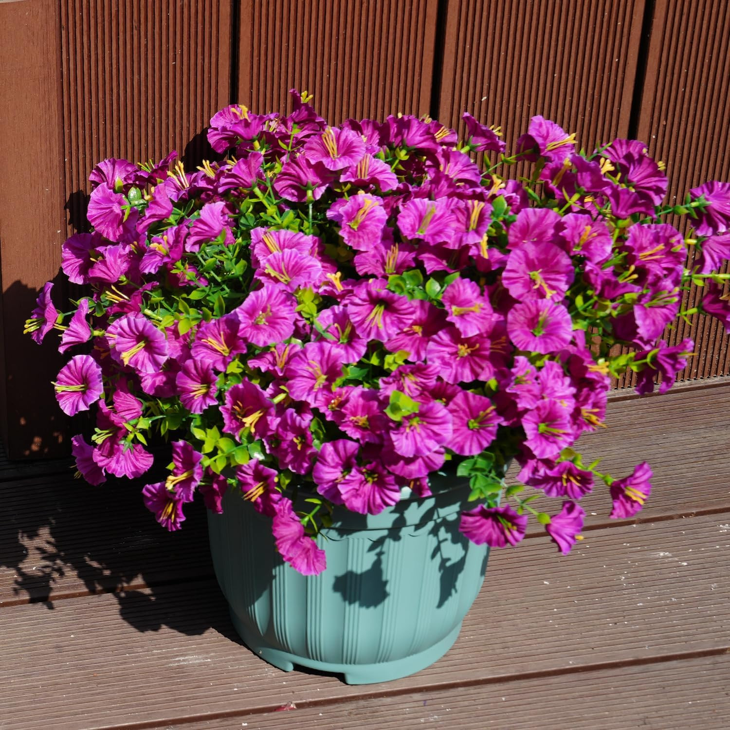 16-Pack UV Resistant Artificial Flowers Purple Fuchsia Fake Silk Plants