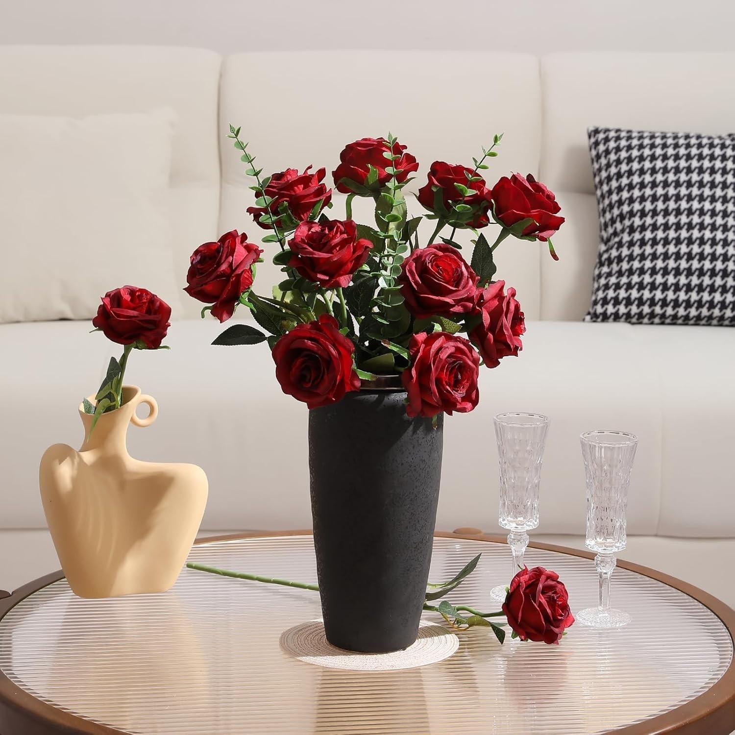 Realistic Silk Red Roses Bouquet – Set of 12