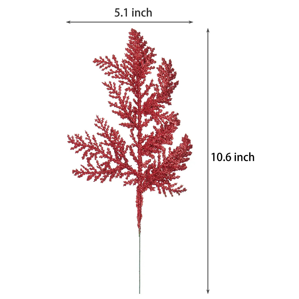 10X Pine Needles Fake Floral Christmas Glitter Fern Leaf Branch Decor Artificial