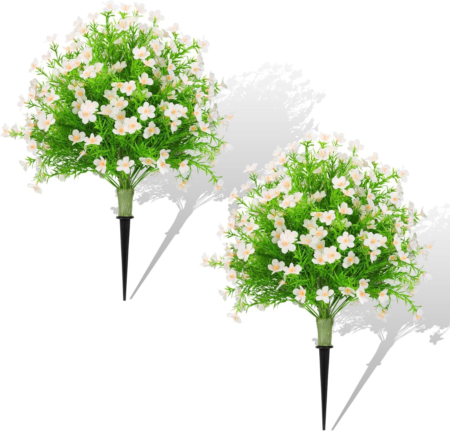 22.5″ Artificial Boxwood Topiary Ball Trees with Flowers Set of 2 UV Resistant N