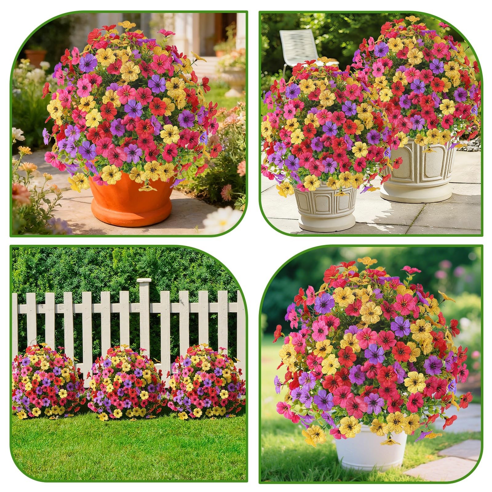8Pcs 20″ UV Resistant Artificial Topiary Ball Flowers – Outdoor Spring Decor, Fa