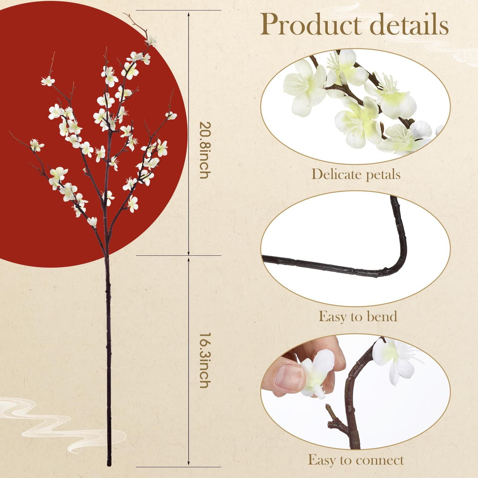 Yuxung 8 Pcs 37.4 Inch Artificial Cherry Blossom Faux Cherry Blossom Branches…