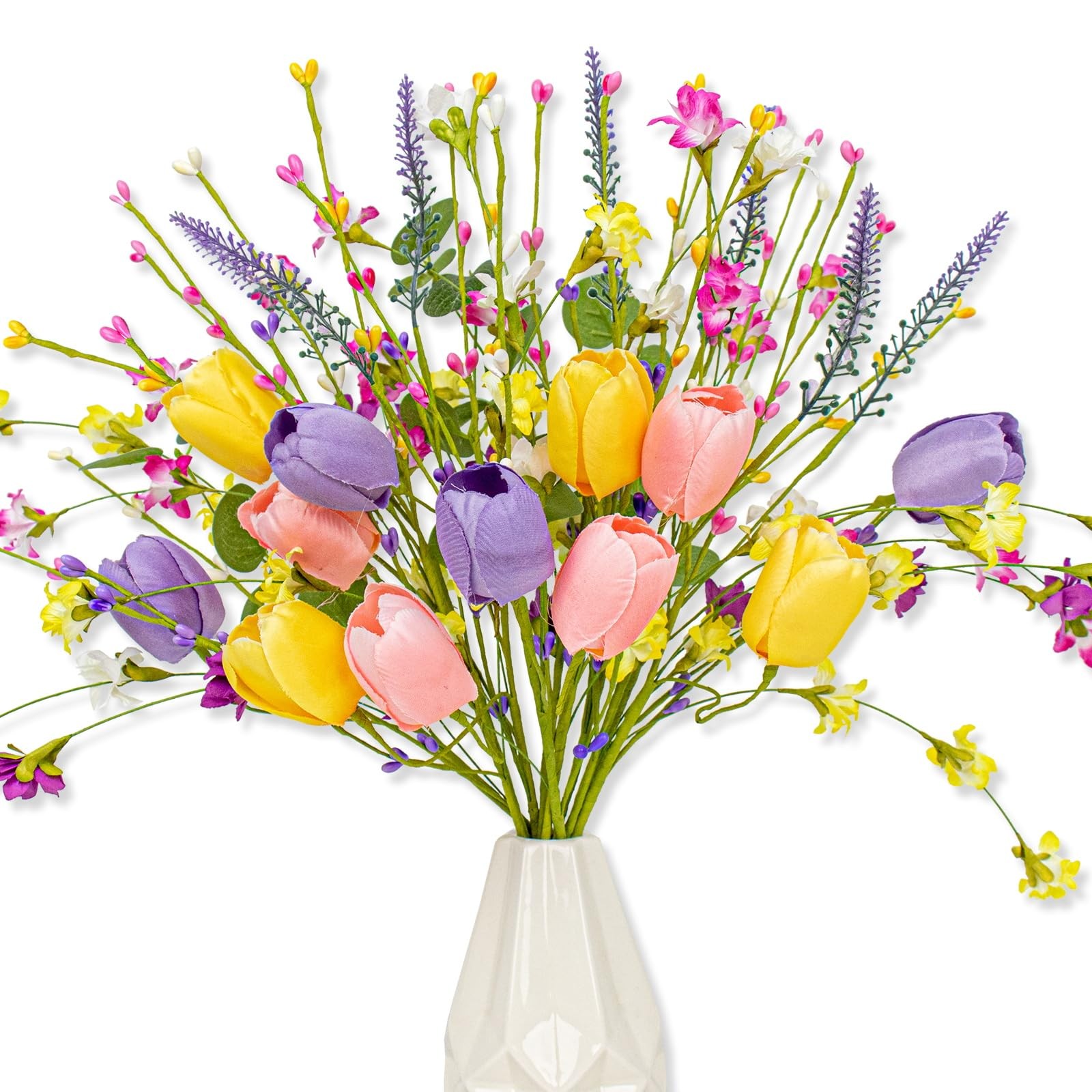 Artificial Spring Flowers 12 Pack Spring Flower Stems 17 Inch Floral Picks wi…