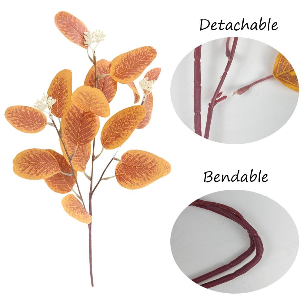 4Pcs Artificial Eucalyptus Leaves Stems Faux Eucalyptus Plant Branches for Va…