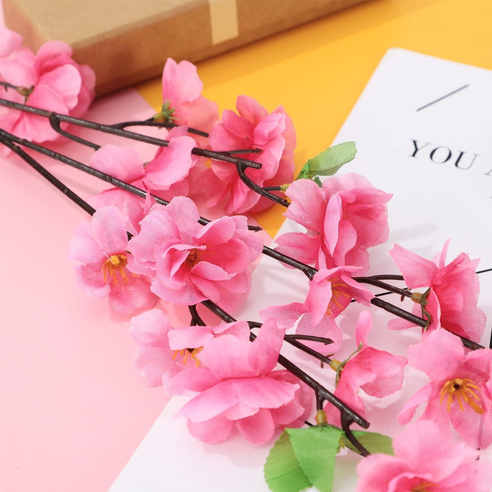 Asdomo 10PCS Artificial Cherry Blossom Branches Silk Spring Peach Blossom Fake