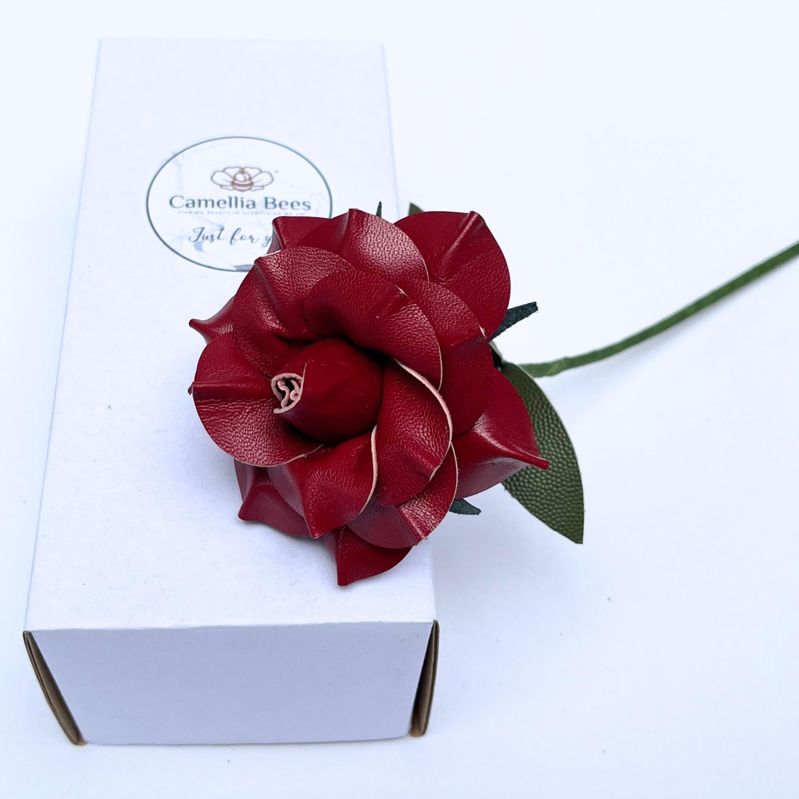 Handmade Leather Rose Gift – Genuine Flower for 3rd Anniversary, Valentine’s Day
