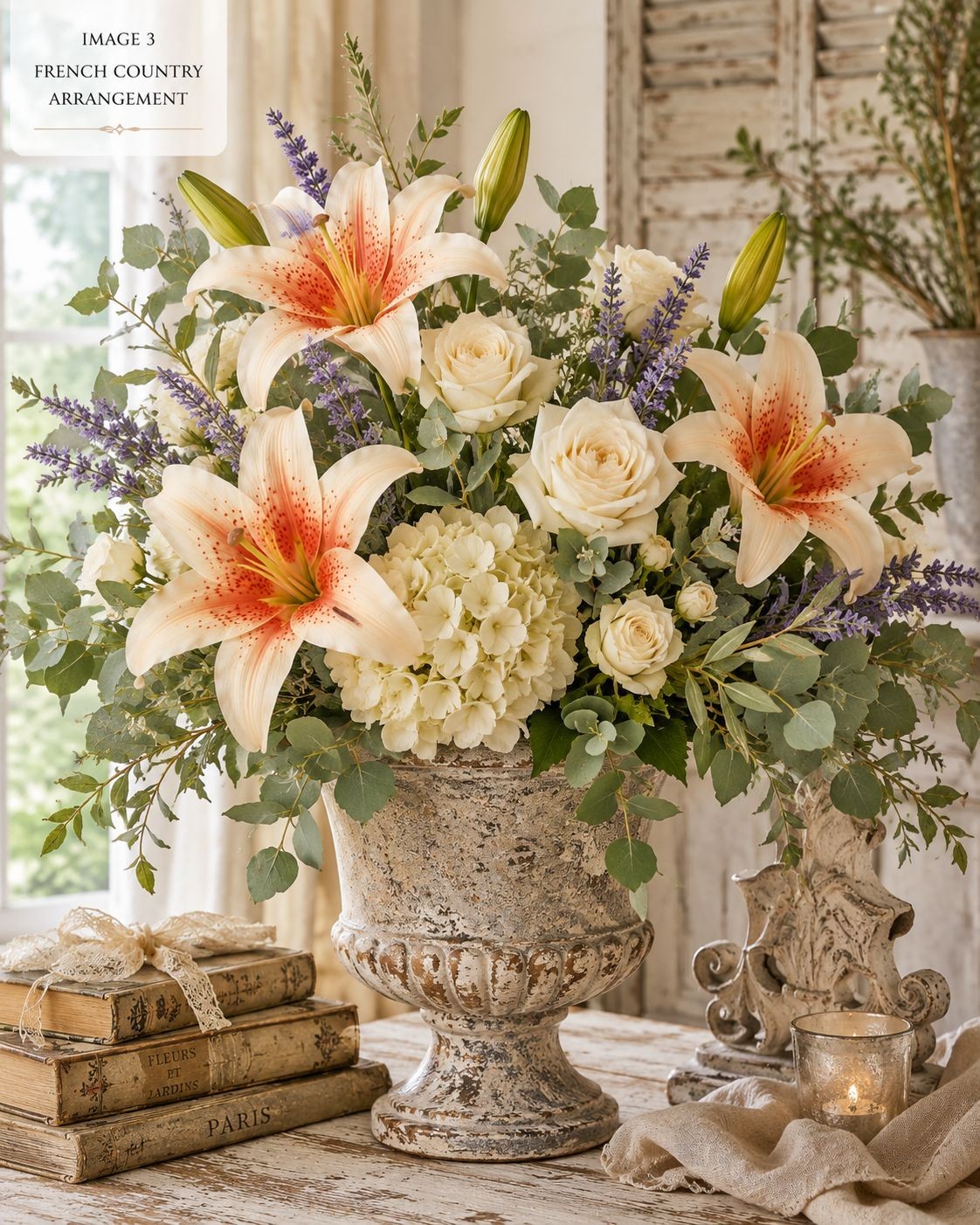 Real Touch Coral Peach Lily Stems Set of 2, Artificial Lily Flowers, Faux Floral