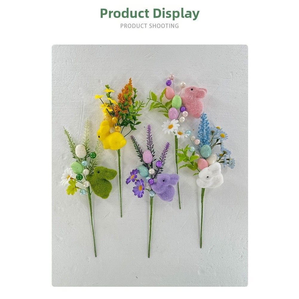Easter Spring for Decor with Bunny Motif Fabric Flowers for Table Centerpiece