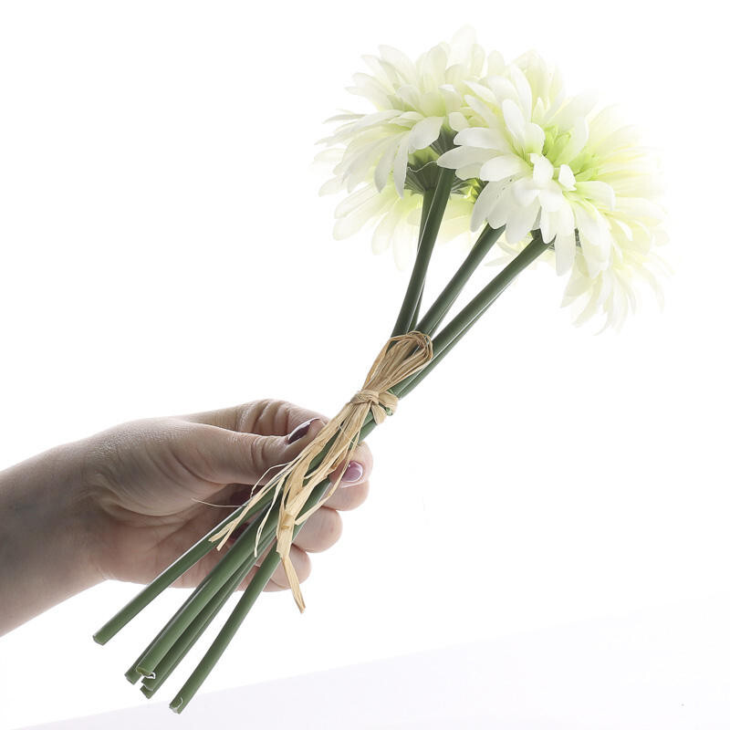 Set of 2 Cream Green Artificial Gerbera Daisy 10-1/2″ Bundles