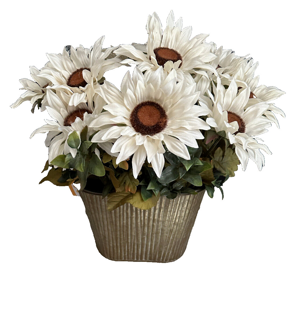 FALL Farmhouse Centerpiece by Harvest Decor WHITE SUNFLOWERS ARRANGEMENT NWT
