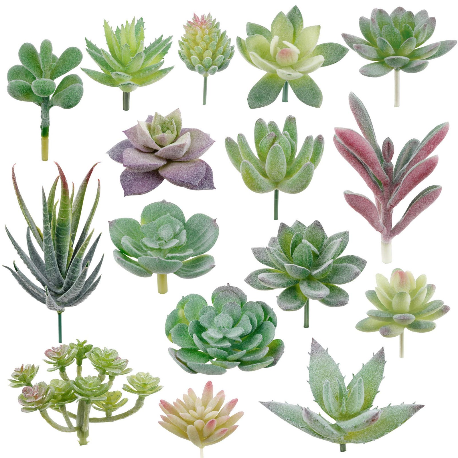 16 PCS Artificial Succulents Plants Small Fake Faux Unpotted Garden Decor