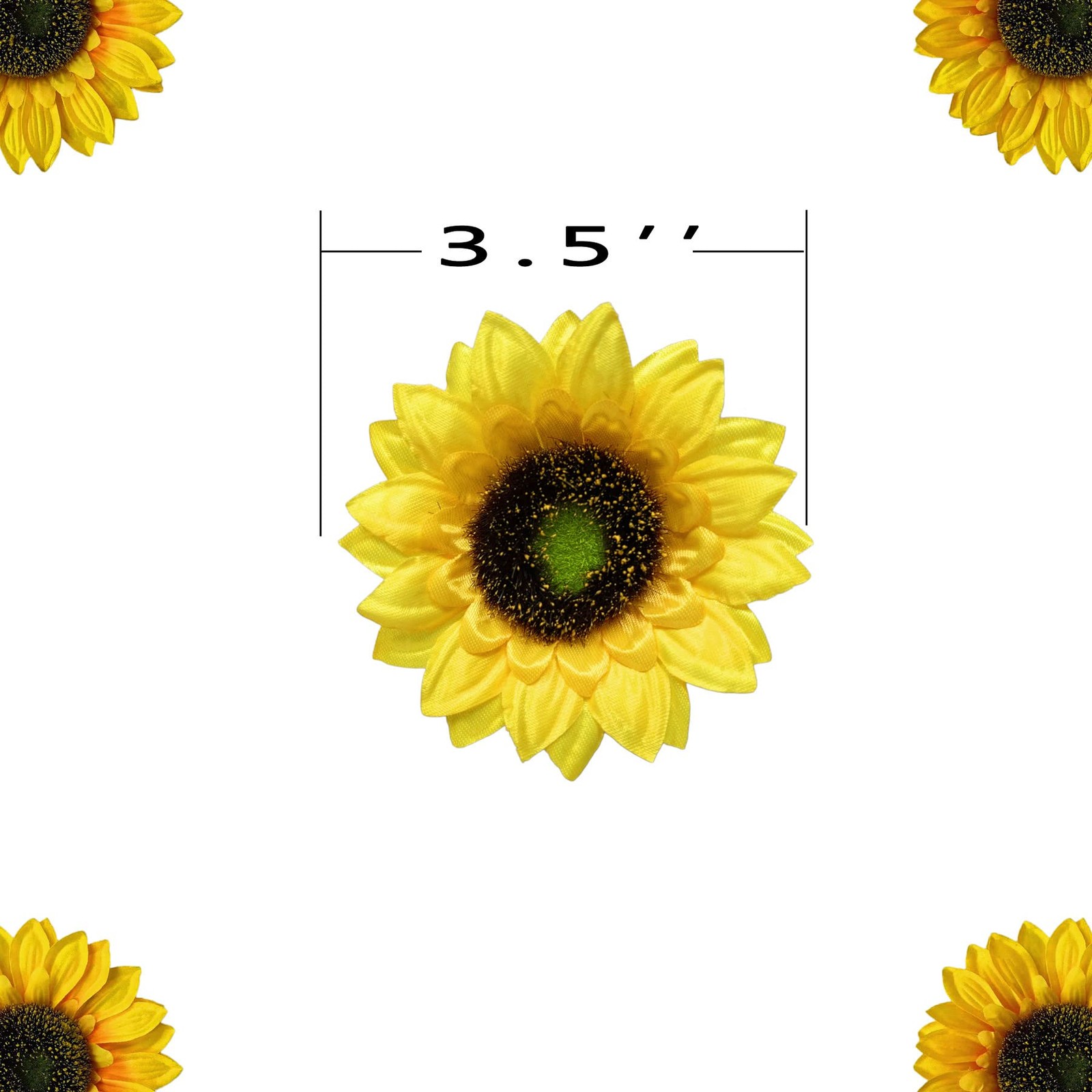 50 PCS 3.5 Inch Artificial Sunflower Heads Bulk Yellow Faux Silk Decor